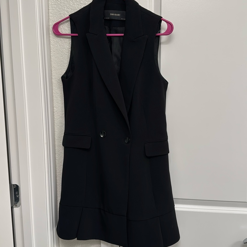 Black Zara Vested Dress With Frills